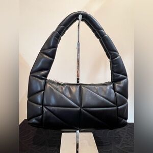 Zara Black Quilted Puffer Shoulder Bag Purse
